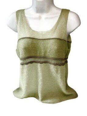 Giorgio Armani Mohair Knit Tank Top Olive Sleeveless Size 44 Italy